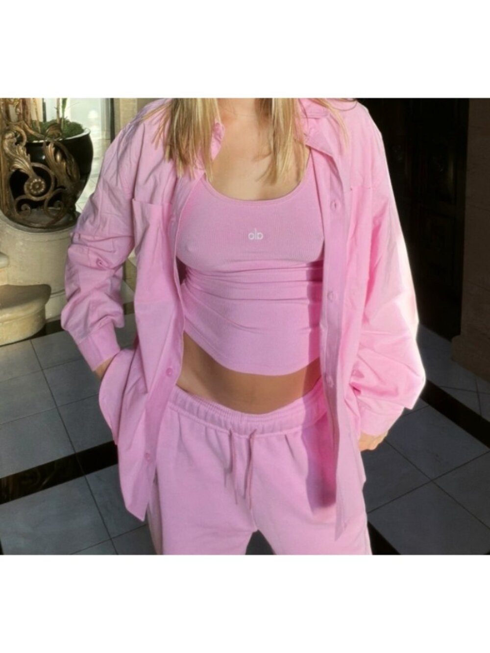 Alo Accolade Straight Leg Sweatpants Candy Heart Pink High-Rise Waist Joggers S - Picture 7 of 14
